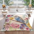 thumbnail image 3 of Flannel Throw Blanket for Couch Sofa Bed, Retro Blue Budgerigar Soft Cozy Warm Fuzzy Blanket 50x60in, 3 of 9