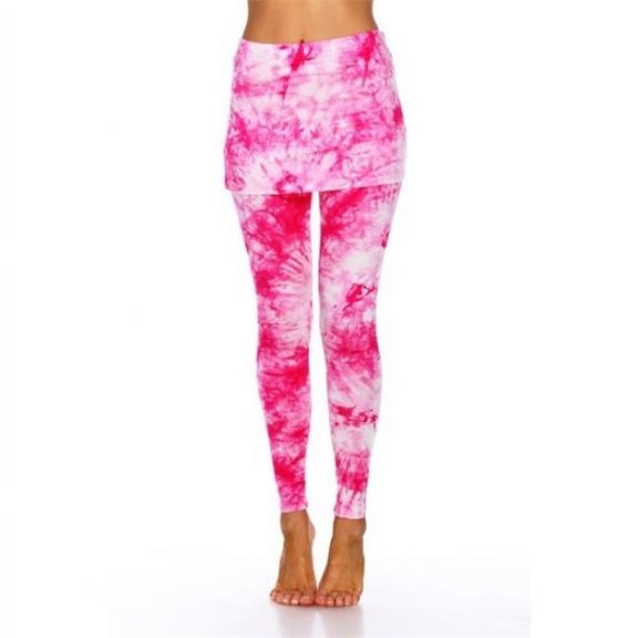 203-05-L Tie Dye Skirted Womens Leggings, Pink - Large