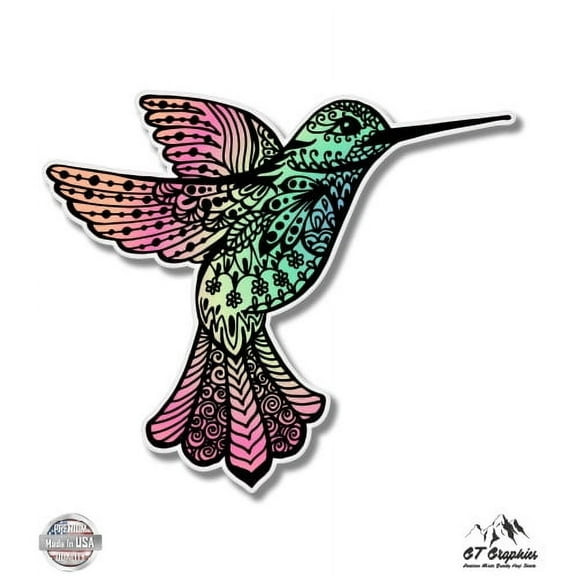 Hummingbird Beautiful Color - 3" Vinyl Sticker - For Car Laptop I-Pad Phone Helmet Hard Hat - Waterproof Decal
