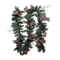 Celebrations 9096870 12 in. x 9 ft. LED Prelit Twig Pine Bow Garland - Pack of 6