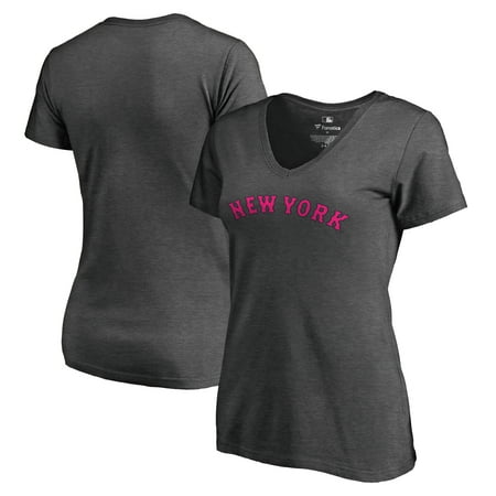 New York Mets Fanatics Branded Women's 2019 Mother's Day Pink Wordmark Plus Size V-Neck T-Shirt - Heather (Best Wax Melts 2019)