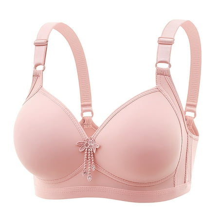 YEJIMAN Women Sexy Lace Back Button Shaping Cup Adjustable Shoulder Strap Large Size Bra  Pink Plus Size Underwear For Women  Nylon Spandex Womens Underwear