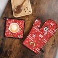 thumbnail image 5 of Red Christmas Snowman Pattern Kitchen Oven Mitt and Pot Holder Sets 2 Pcs for Baking, Cooking and Grilling, Heat Resistant Up To 392 °F, 5 of 7