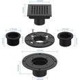 thumbnail image 2 of Hupicker 24 Inch Square Shower Floor Drain, Matte Black High Flow Shower Drain Kit with Flange, Removable Grid Cover and Hair Filter, Food-Grade SUS 304 Stainless Steel, CUPC Certified(Matte Black), 2 of 7