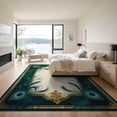 thumbnail image 3 of ODIKA 9'x12' Washable Area Rug Non-Shedding, Easy Care Bathroom Classical Damask Vintage Watercolor Plume Border Ornamental for Master Suite, California King, Under Bed, 3 of 7