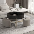 thumbnail image 4 of Magic Home Modern Round Coffee Table with Storage,Lift-Top Coffee Table Nesting Sofa Table with 3 Stools Space-Saving Multiple Purpose,Black, 4 of 10