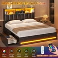 thumbnail image 6 of Full Size Bed Frame with Bookcase Headboard, Wooden Bed Frame Full Size with Charging Station, 4 Storage Drawers and LED Lights, with Type-C and USB, No Box Spring Needed, Black, 6 of 10