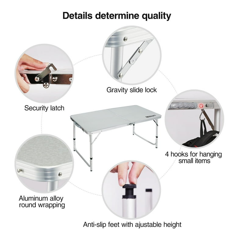 S4 Camping Table, Outdoor Folding Table with Adjustable Legs