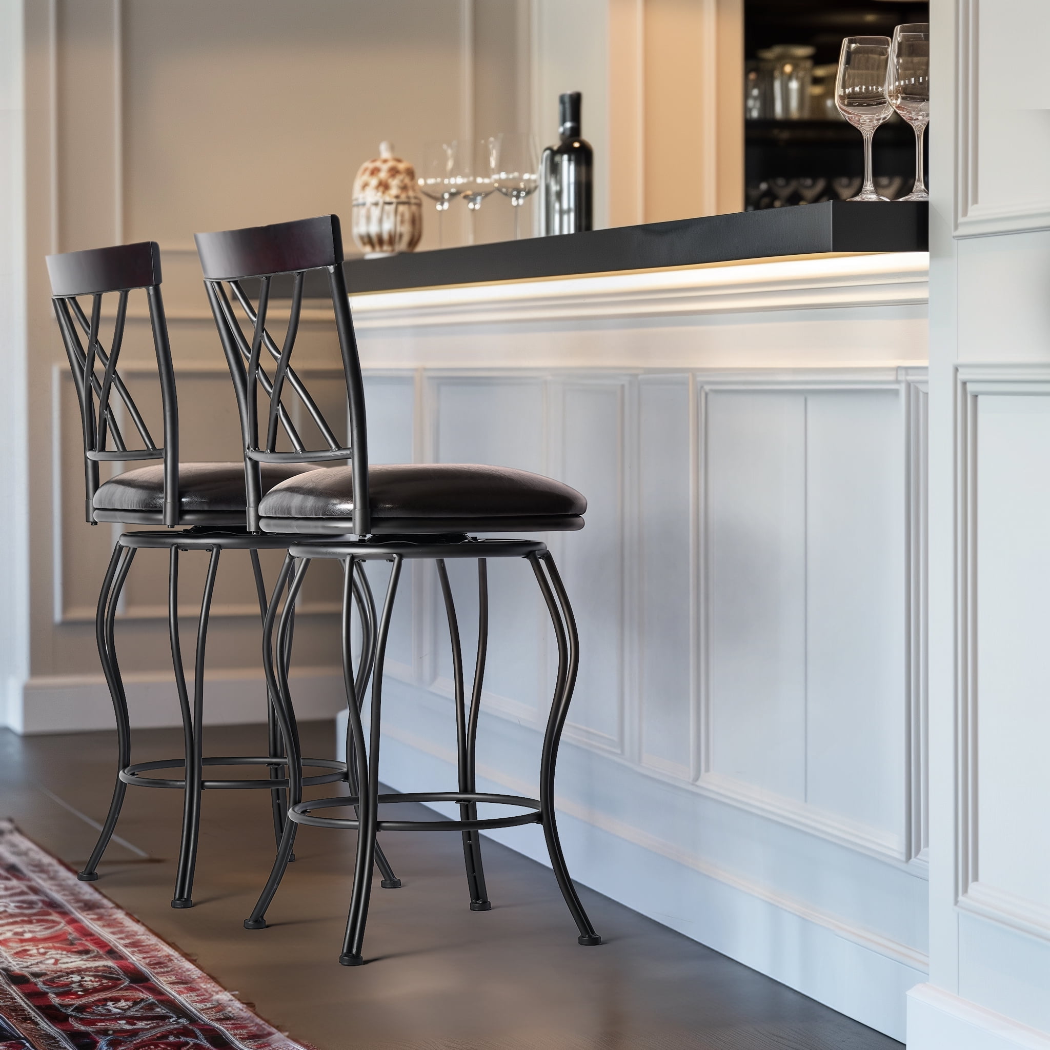 Homy Casa 26 Inch Counter Height Swivel Bar Stools Set of 4 Homy Casa 26 Inch Counter Height Swivel Bar Stools Set of 4