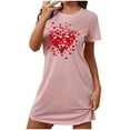 thumbnail image 2 of Aobny Women Nightgown Lightweight Valentine's Short Night Shirts Pink Long Sleeve Matching Pajamas Christmas,L, 2 of 6