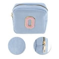 thumbnail image 4 of Unique Bargains 1 Pc Letter O Pattern Makeup Bag for Travel Blue Corduroy, 4 of 6
