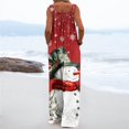 thumbnail image 4 of Women's Christmas Print Wide-Leg Strapless Tank Jumpsuit, Casual Style with Pockets, Watermelon Red, Size S, 4 of 6