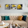 thumbnail image 2 of Canvas Wall Art For Bedroom Wall Decor For Kitchen Living Room Decor Girls Room Wall Decorations Black And White Wall Pictures Artwork Yellow Rose Flowers Canvas Prints Bathroom Home Decor 3 Piece, 2 of 6
