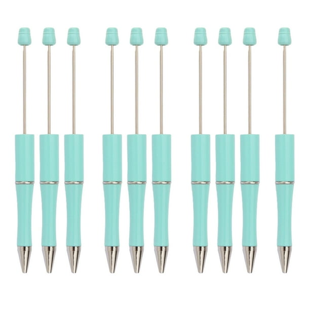 10 piezas de bolígrafos con cuentas, bolígrafos de tinta negra para manualidades. azul claro