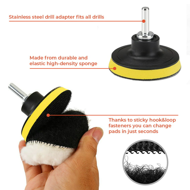 25 piece Car Polishing Pad Kit Drill Tip Connection - 3 Pads