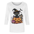 thumbnail image 4 of Tops for Women Plus Size Halloween Pumpkin 3/4 Sleeve Printed Round Neck T-shirt Loose Top Multicolor XXXXL, 4 of 4