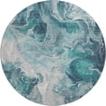 thumbnail image 2 of Addison Rugs Mayfield Premium Machine Washable Transitional Abstract Teal Round Rug, 8' X 8' Machine Washable Transitional Abstract Teal Oversized Sherpa Throw Blanket, 2 of 6