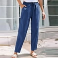thumbnail image 5 of Huankd Linen Pants Women Women'S Linen Pants Wide Leg Linen Pants For Women Petite Linen Pants For Women Navy S, 5 of 9
