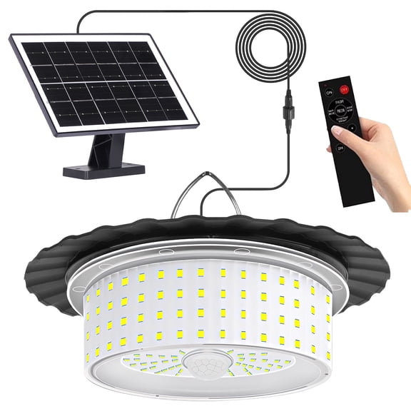 Solar Shed Light Outdoor Indoor, Upgrade 244 LED 360° Lighting Motion Sensor Pendant Light, Waterproof Solar Lights with Remote Control, Timer, 5 Modes for Shed Gazebo Garage Barn