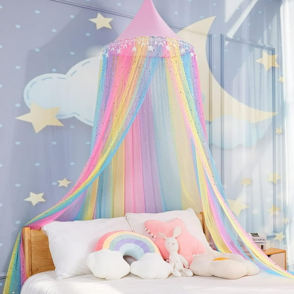 Rainbow bed curtains, princess dome bed curtains, children's bed tents, girls' dream mosquito nets