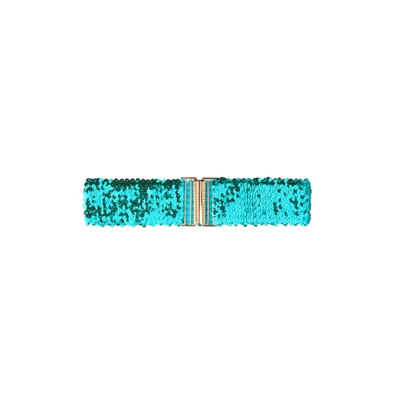 INSPIRE CHIC Women‘’s Elastic Waist Belt Sequins Decor Metal Interlock Buckles Belts for Dresses Blue