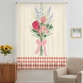 thumbnail image 2 of Pastoral Flowers Sheer Curtains 84 Inches Long, Spring Red Pink Leaves Farmhouse Plaid Light Filering Curtains, Breathable Simi Curtain Privacy Drapes for Living Room Bedroom Window Treatment, 2 of 9