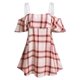 thumbnail image 1 of Blusa de hombro frío de correa de correa de tela escocesa de talla grande Rosegal Blusas Tallas Grandes, 1 of 5