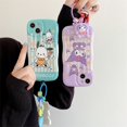 thumbnail image 4 of Funda de teléfono para Iphone 11 12 13 14 Pro Max Lovely 3d Cartoon Hello Kitty Kuromi Melody Design Tpu cubierta de teléfono móvil con colgante, 4 of 4