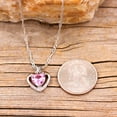 thumbnail image 4 of Ladies Platinum Plated Heart Shaped Cubic Zirconia Crystal Pendant Fashion Birthstone Necklace for Women Y890 (Pink), 4 of 7