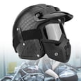 thumbnail image 2 of Casco abierto universal de cuero sintético para motocicleta y scooter, color negro cocodrilo, talla XL, 2 of 12