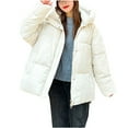 thumbnail image 6 of Xdegoge Cropped Jacket Women Heavy Winter Coats Hooded Warm Padded Down Coat Zip Up Long Sleeve Snap Button Deawstring Quilted Puffer Jackets with Pockets Outerwear, 6 of 6