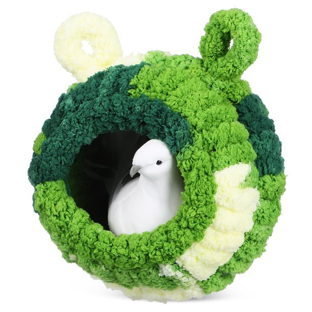 Nido de pájaro de invierno, nido de periquito, cabaña acogedora de terciopelo cálido, casa para loros, jaula para pájaros, nido de montaje, cama para pájaros