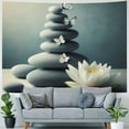 thumbnail image 4 of Nawypu Hanging Tapestry for Bedroom Living Room Dorm Zen Water Lily, White Flower and Butterfly Stone in Water Painting, 4 of 6
