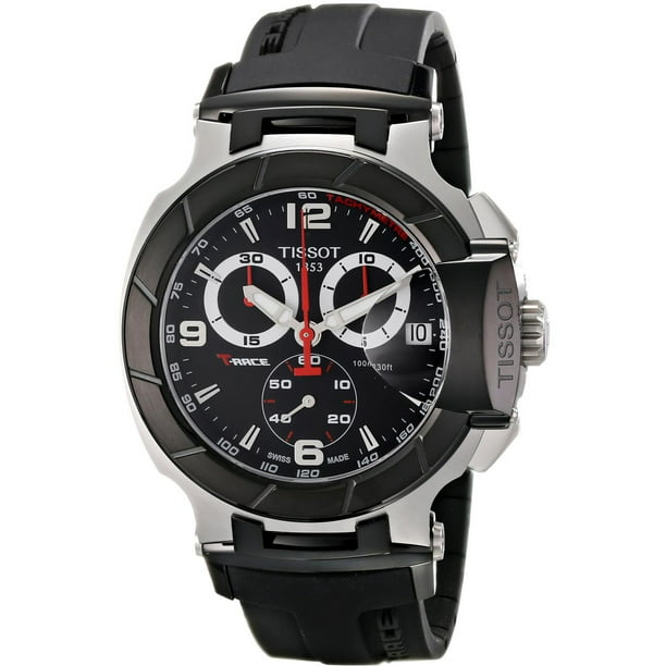 Tissot Men's 45mm Black Rubber Band Steel Case Anti Reflective Sapphire  Swiss Quartz Watch T0484172705700