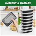 thumbnail image 4 of 50 Pack (100-Piece) 32 oz Meal Prep Containers Reusable with Easy Open Lids, Sturdy Leakproof Food Safe, Microwave Freezer Dishwasher Safe, To Go Take Out Plastic Food Storage Pans with Lids, Black, 4 of 7