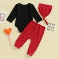 thumbnail image 3 of Bagilaanoe 3pcs Newborn Baby Boys Valentines Day Clothes Long Sleeve Romper Tops + Sweatpants + Hat 3M 6M 12M 18M Infant Pants Set, 3 of 8