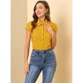 thumbnail image 2 of Camiseta de Manga Corta Unique Bargains Vintage Con Lunares Para Mujer Amarillo S, 2 of 6