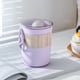 thumbnail image 2 of Wosthever Taza de desayuno de gran capacidad con cuchara, contenedor de agua reutilizable de plástico, tapa de sellado, tazas para microondas, agujeros Mostrada Púrpura 620ml Wosthever HA080715-02, 2 of 6