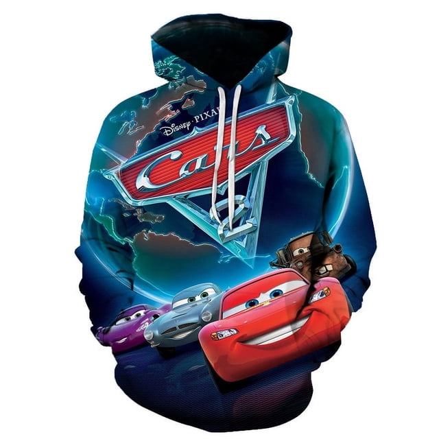 Sudadera con capucha para hombre de otoño e invierno con estampado 3D de Pixar Car Lightning McQueen, chaqueta con patrón de moda para deportes callejeros, sudadera informal para hombre