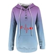 thumbnail image 4 of Jinhomg Womens Quarter Button Sweatshirt 2024 Trendy Heart Graphic Hoodies Fall Lightweight Comfy Long Sleeve Pullovers with Kangaroo Pocket Todays Deals Purple L, 4 of 5