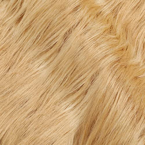 NAMZI 2 Pcs 25x25cm Khaki Faux Fur Craft Patches, Fluffy Shaggy Synthetic Plush for DIY Sewing & Winter Crafts