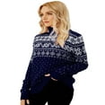 thumbnail image 3 of Chandail de Noël Laid pour Femmes Flocon de Neige Décontracté Ample Manches Longues Col Rond Chandail-Over pour Automne Bleu P, 3 of 7