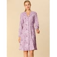 thumbnail image 3 of Vestido Midi Estampado Floral Allegra K Otón Abajo De Solapa Vintage Para Mujeres Púrpura L, 3 of 6
