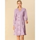 thumbnail image 3 of Vestido Midi Estampado Floral Allegra K Otón Abajo De Solapa Vintage Para Mujeres Púrpura L, 3 of 6
