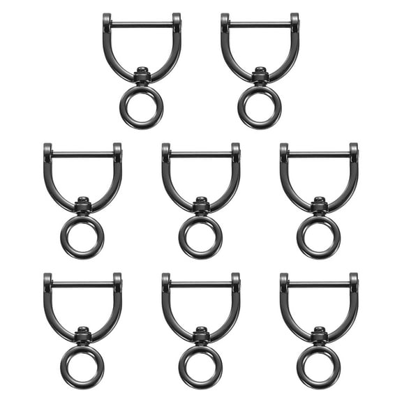 Uxcell 8 Pcs Swivel D-Rings Screw in Shackle Horseshoe 1 Inch Metal U Shape D Ring for Purse Bags DIY Crafts Keychains Accessories, Black