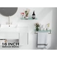 thumbnail image 6 of Woindo Bathroom Glass Shelf with Railing, Floating Tempered Glass Bathroom Wall Shelf Rectangle 16 Inch Over The Toilet Storage Cabinet, Gaming Floating Shelves, Bathroom Accessories and Home Decor, 6 of 11