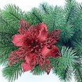 thumbnail image 1 of 12 Pieces Glitter Christmas Tree Decoration, Christmas Tree Decoration Ornament Christmas Flower Decor, Christmas Tree Pendant (Red, 16 cm), 1 of 4