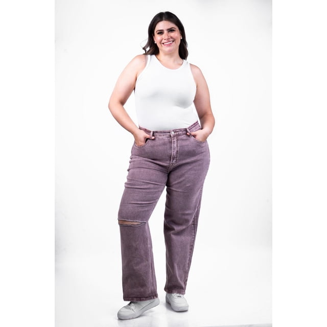 Jeans Wide Leg Roman Fashion Talla Extra 6615 Morado 38