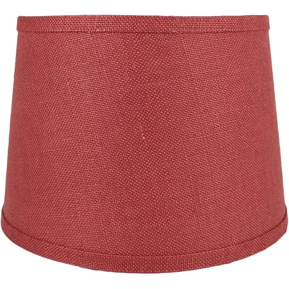 Urbanest Hardback Linen Burlap French Drum Lampshade – 10" Top x 12" Bottom x 8.5" Slant Height – Burgundy Tone –Spider Fitter- 1 Piece