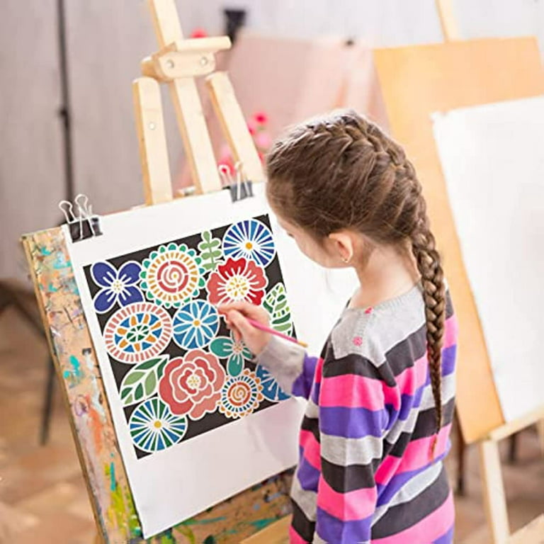 Set of canvas on easels with kids drawing flower Vector Image